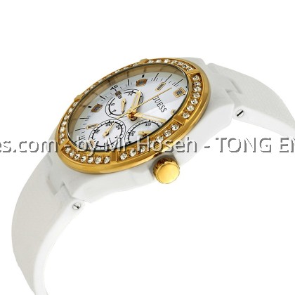 GUESS SPORT WHITE CRYSTAL DAY DATE MID SIZE LADIES W1093L1 GUESS SPORT WHITE CRYSTAL DAY DATE MID SIZE LADIES W1093L1