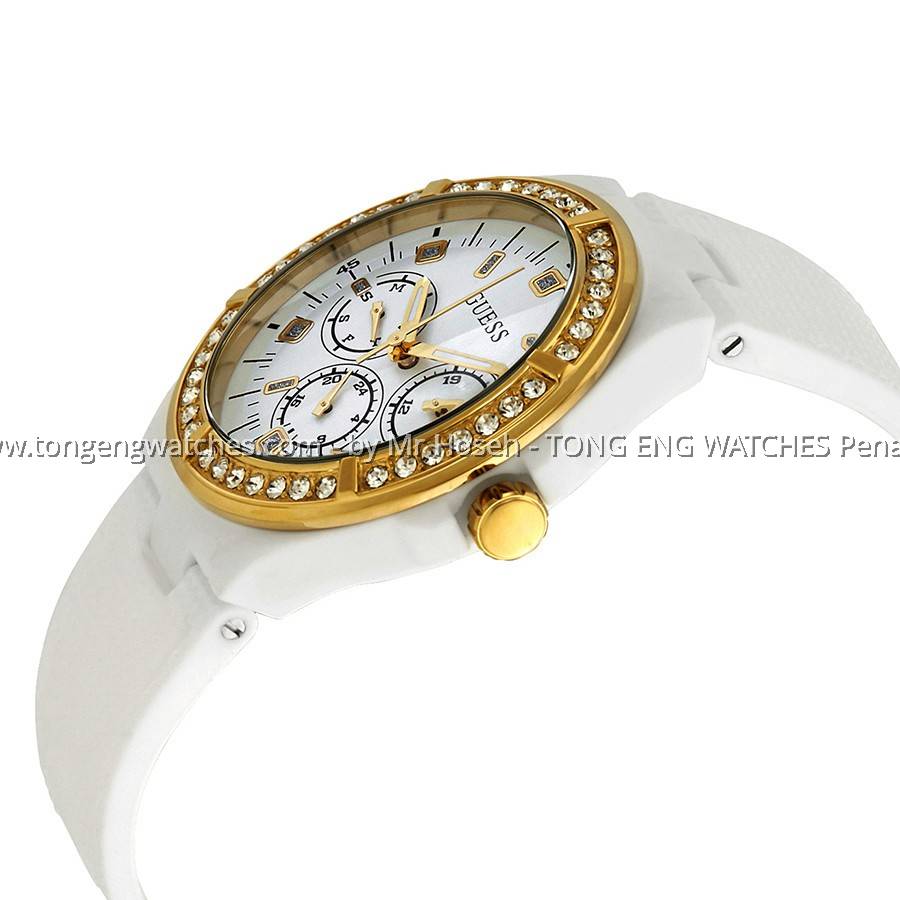 GUESS SPORT WHITE CRYSTAL DAY DATE MID SIZE LADIES W1093L1 display picture 3