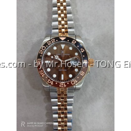 Carlo Cardini GMT Swiss Quartz 40mm Men Watch 910G-RG-SS-9
