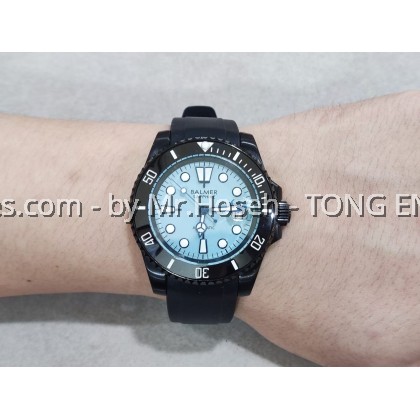 Balmer Tiffany Blue Submariner Black PVD 40mm Automatic Sports Watch 8135G BU-5