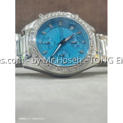 Balmer Crystals 36mm Ladies Chronograph Watch 8149M SS-BU Balmer Crystals 36mm Ladies Chronograph Watch 8149M SS-BU