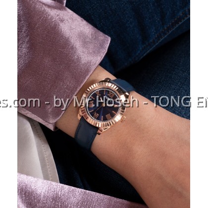 GUESS Ladies Blue Rose Gold Tone Analog Watch 30mm GW0761L2