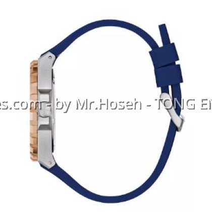 GUESS Mens Blue Rose Gold Tone Analog Watch 44mm GW0906G3