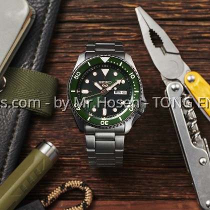 SEIKO 5 SPORT SUPERMAN 5KX JADE GREEN GOLD GILT AUTOMATIC SRPD63K1