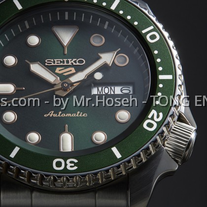 SEIKO 5 SPORT SUPERMAN 5KX JADE GREEN GOLD GILT AUTOMATIC SRPD63K1