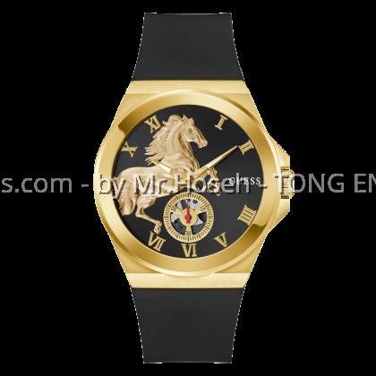 Guess Mens Year of the Horse Black Gold Tone 44mm Analog Watch GW0979G1 Guess Mens Year of the Horse Black Gold Tone 44mm Analog Watch GW0979G1
