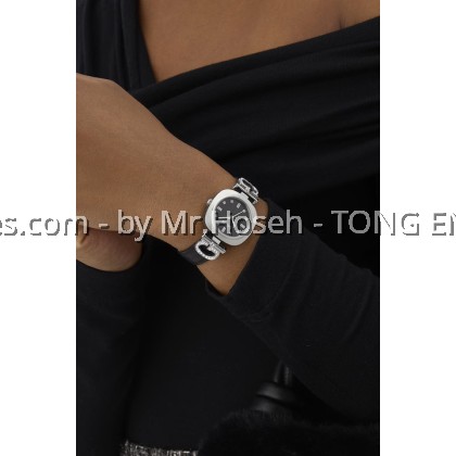 GUESS Ladies Black Silver Tone Analog 28mm Watch GW0938L1