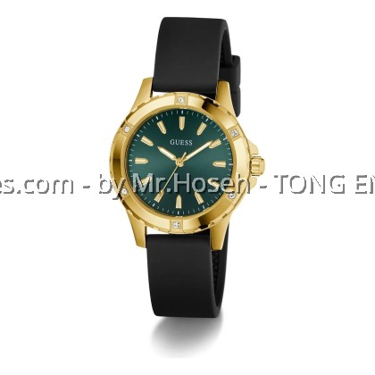 GUESS Ladies Green Gold Tone Analog 35mm Watch GW0949L2 GUESS Ladies Green Gold Tone Analog 35mm Watch GW0949L2