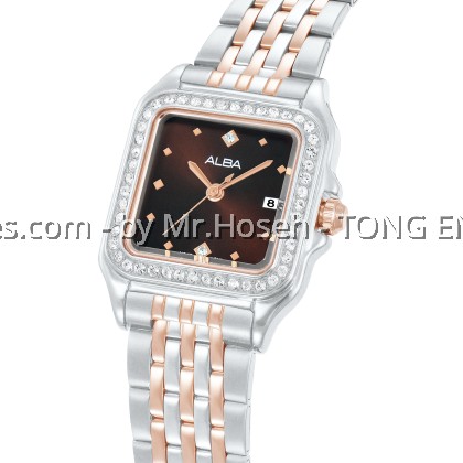 Alba Fashion Crystal Bezel Square Two-Tone Ladies' Quartz AH7FE5X1 Alba Fashion Crystal Bezel Square Two-Tone Ladies' Quartz AH7FE5X1