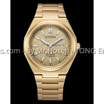 Citizen Zenshin Eco-Drive Super Titanium Day-Date Gold Watch AW0132-55P